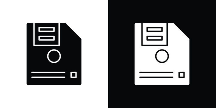 Floppy disk icons flat vector concept. Black and white illustrations