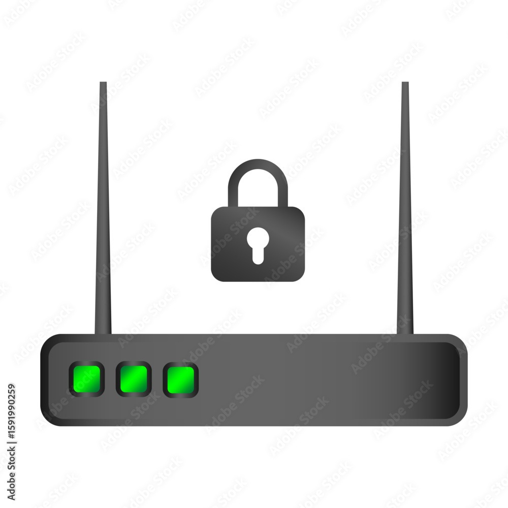 Poster secure router icon. locked wi fi. network safety vector. protected signal device.