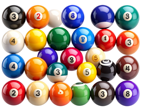 Realistic Pool Balls Collection – Numbered 1 to 15, Clean PNG Isolated