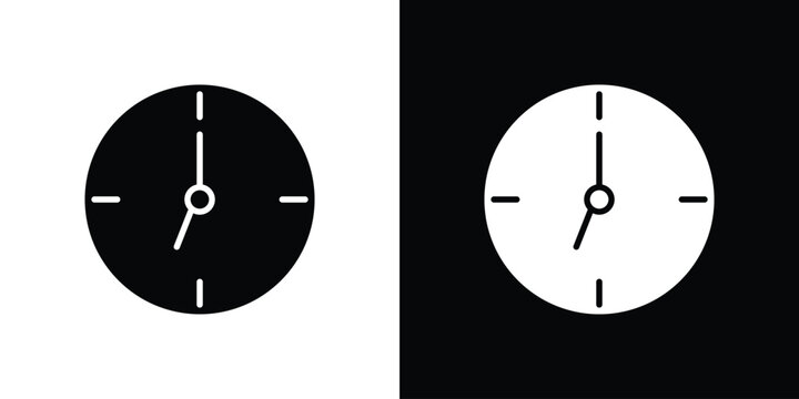 Clock seven icons flat vector concept. Black and white illustrations