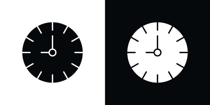 Clock icons flat vector concept. Black and white illustrations