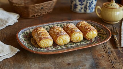 Air-Fried Pizza Rolls on Decorative Platter