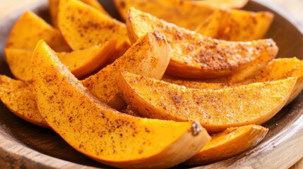 Air Fried Pumpkin Slices Garnished with Spices