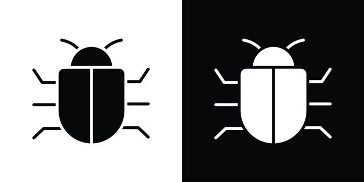 Bug icons flat vector concept. Black and white illustrations