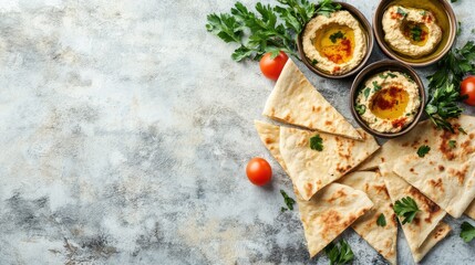 Air Fried Pita Bread Triangles with Hummus Dip