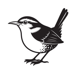 Carolina Wren Vector Illustration A Simple Black and White Bird Design