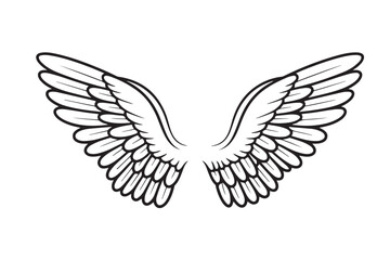 Fototapeta premium Elegant Black and White Angel Wings Illustration Perfect for Spiritual and Decorative Designs
