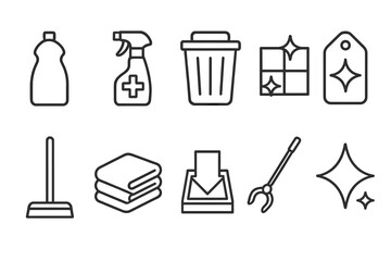 Obraz premium Cleaning and organization line icon set. tidy, neat symbols outline style collection