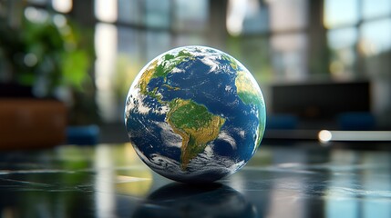 Earth Globe on Office Table for International Business and Environment Themes