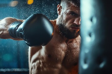 Dynamic kickboxer executing fast jab-cross combination in gym gigapixel quality intense training environment close-up view for sports enthusiasts