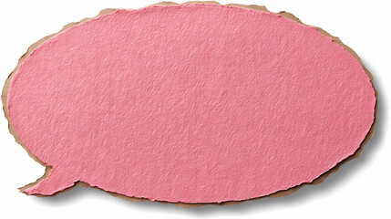Pink blank cut out cardboard paper speech bubble with round rounded corners rough edges, copy space for text on transparent png background design element. cardboard edge. Illustration