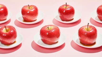 Caramel Topped Apples on White Plates