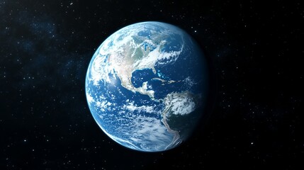 Obraz premium Planet Earth Rotating in Space Featuring America and Starry Background