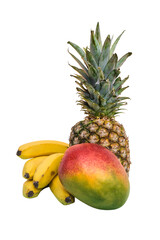 Exotic Summer Fruits Composition with Pineapple, Mango, and Banana