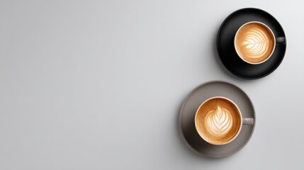 Two Cups of Latte Art Coffee