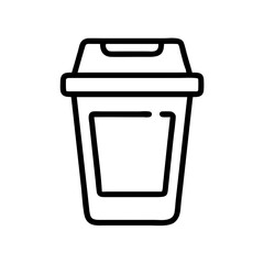 Simple black outline of a takeaway coffee cup on white background  