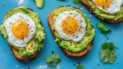Colorful Brunch Spread on Toasted Bread