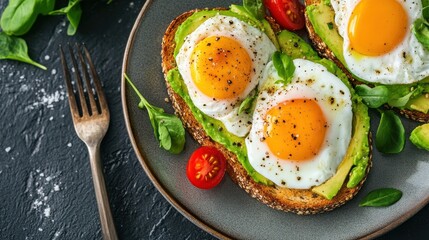 Colorful Brunch Spread with Avocado and Eggs
