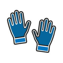 Obraz premium Blue gloves icon with outline 