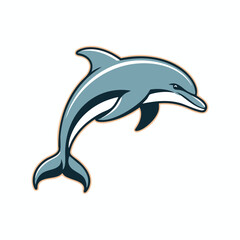 Fototapeta premium Dolphin jumping out of water in a vector illustration on white background