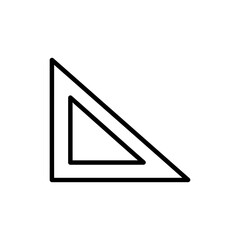 Black outline icon of a drafting triangle in minimalist style