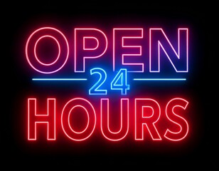 Retro Neon Sign “Open 24 Hours