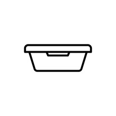 Minimal outline icon of an office tray in black linear style