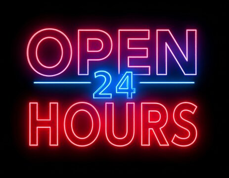 Retro Neon Sign “Open 24 Hours