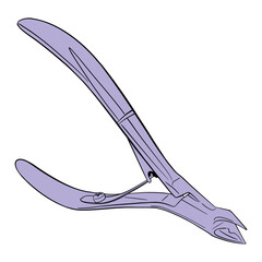 Cuticle Nipper. Drawing isolated on the white background. Hand drawn colorful digital illustration. Vector EPS10 and IPG