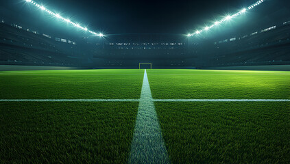 Obraz premium High-Resolution Nighttime View of a Professional Soccer Stadium