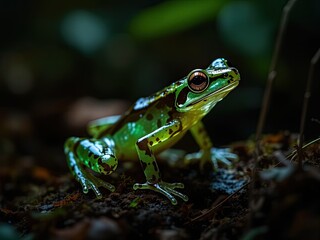 Fototapeta premium Hyalinobatrachium Valerioi: Central American Amphibian