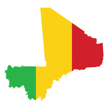 Mali map with flag. Map of Mali with national flag.