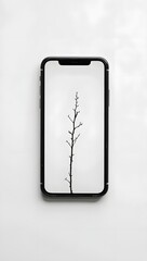 Minimalist Branch Illustration on Smartphone Screen - Nature Concept
