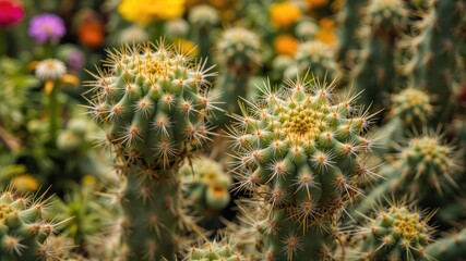 Summer Succulent Cactus, Garden Detail, Green Tones