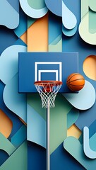 Abstract Basketball Still Life - Geometric Background