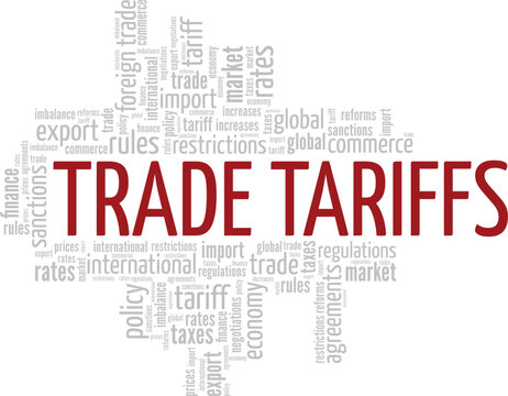 Trade Tariffs word cloud conceptual design isolated on white background.