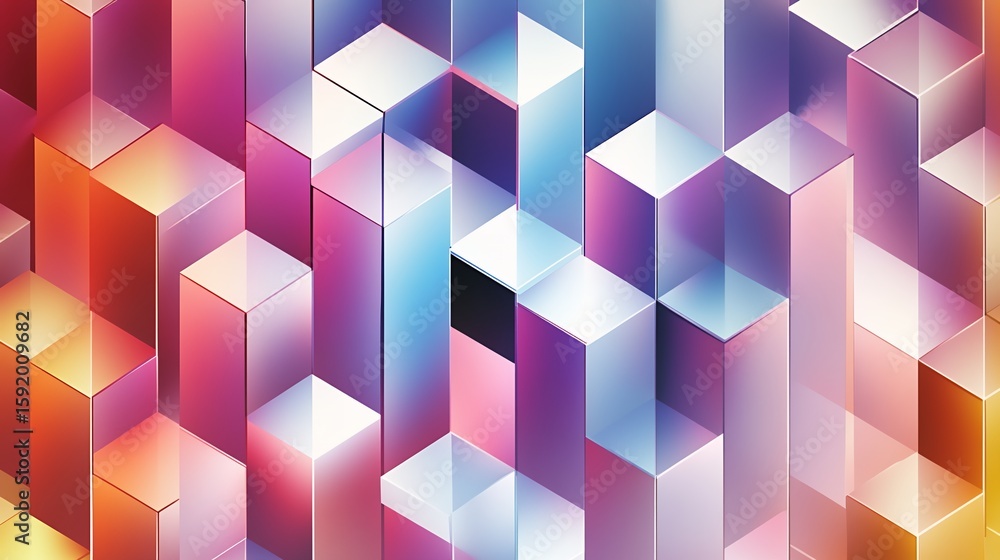 Poster abstract colorful block pattern digital illustration design with geometric shapes