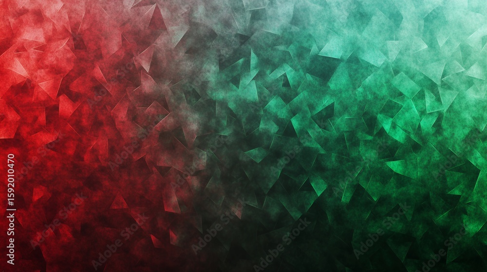 Poster abstract geometric background with red and green triangles gradient texture