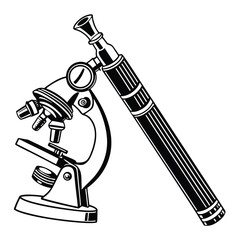 Vintage Microscope and Telescope Illustrating Scientific Exploration and Discovery