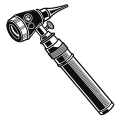 Monochrome Illustration of an Otoscope Medical Instrument for Ear Examination