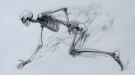 Anatomical study of human skeleton drawing