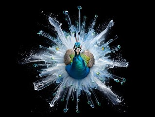 Peacock Burst - Stunning Water Splash Portrait