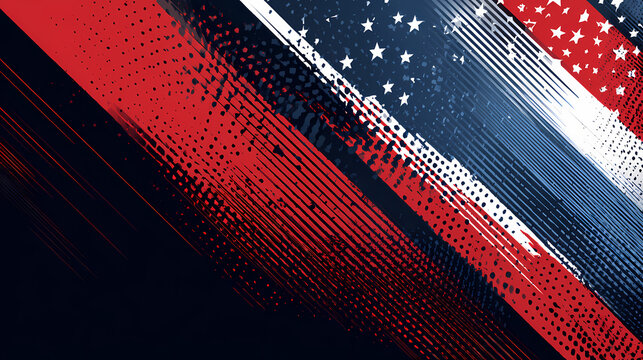 Classic red, white, and blue layout, with striking diagonal stripes, a star-filled section us lag theme. lag burst. Illustration