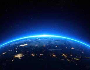 Fototapeta premium Earth at night, glowing horizon