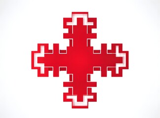 Fototapeta premium Red medical cross on an isolated background for designers, marketers and IT. Popular abstraction, illustration, object, texture. Medical symbol, naturalness, health.