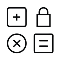 Fototapeta premium Minimal line icons for UI/UX mobile app – Add, Remove, Edit, Save, Delete, Copy, Paste, Lock, Unlock, Refresh