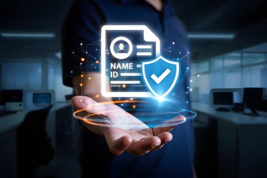 Insurance concept. Health insurance, insurance policy, accident insurance, health, home, life, travel and policy guarantee. Businessman holding document with shield protection on virtual screen.
