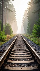 Obraz premium Misty forest railway track