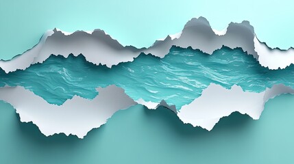 Obraz premium Ripped Paper Effect Revealing Turquoise Water