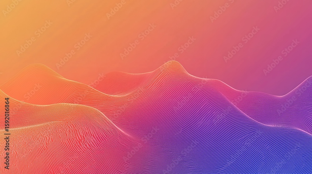 Poster abstract wireframe landscape with gradient background for modern design projects